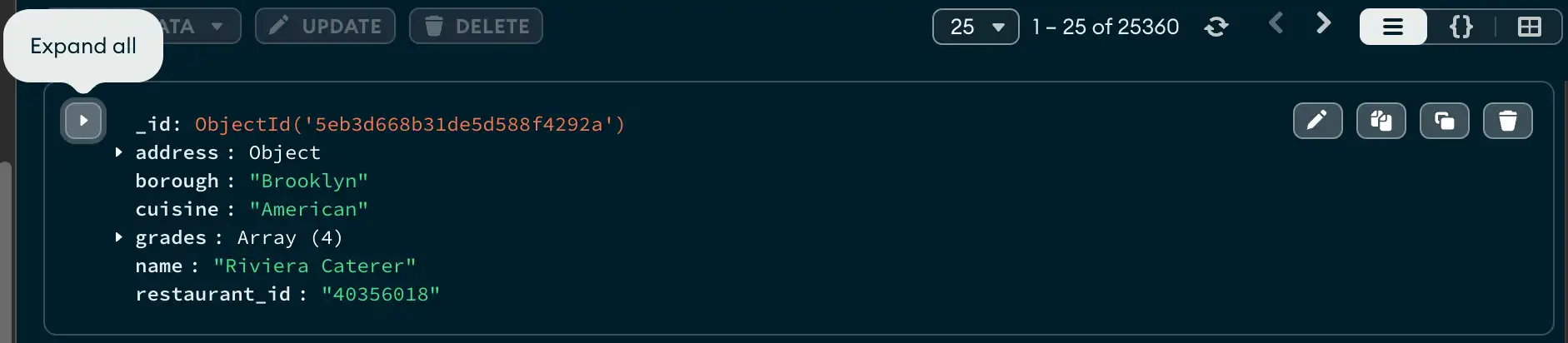 Expand embedded objects list
